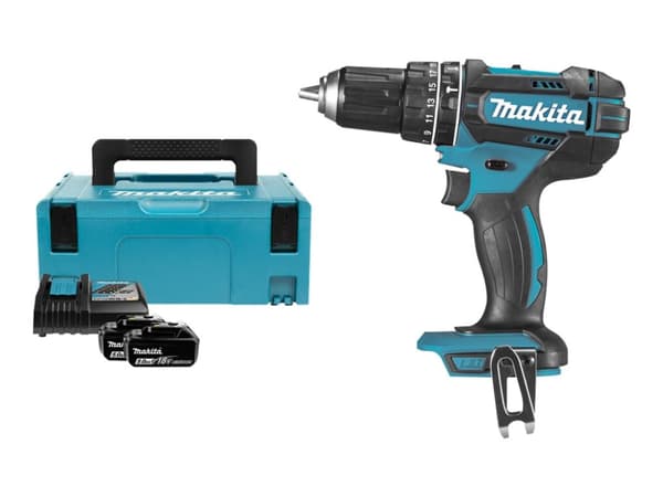 Makita DHP482RTJ - Hammerbor/driver - trådløs - 2 hastigheter - nøkkelfri borhylse 13 mm - 62 N·m - 2 batterier, inkludert lader - 18 V