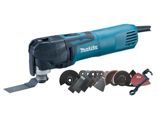 Makita TM3010CX2J, skjæring / kapping, Polering, Rasping, Sliping, Saging, Skraping, Sort, Blå, 6000 OPM, 20000 OPM, 1,6°, AC