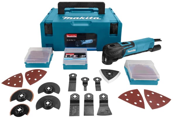 Makita TM3010CX2J, skjæring / kapping, Polering, Rasping, Sliping, Saging, Skraping, Sort, Blå, 6000 OPM, 20000 OPM, 1,6°, AC