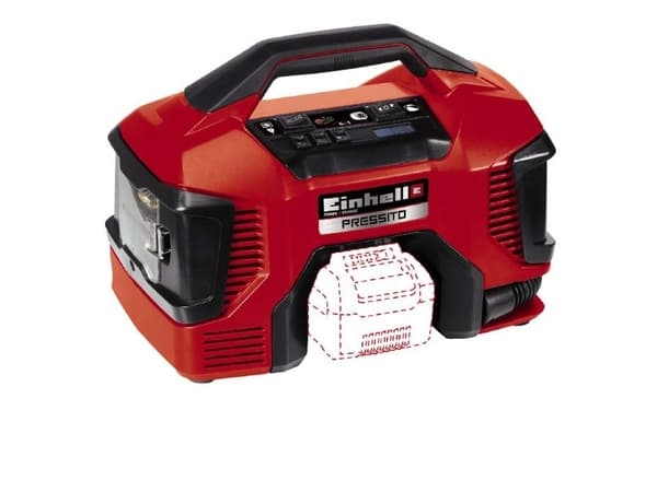 Einhell Einhell Pressito batteri hybrid kompressor 6in1 med 8 deler 18V m/batteri og lader - SOLO