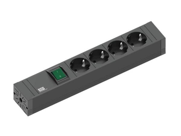 Bachmann 420.0012, 2 m, Sisätila, Musta, 4 AC-pistorasia(a), 16 A, 311 mm