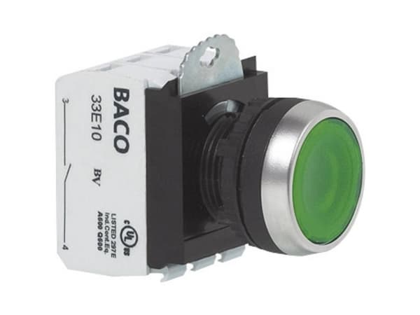 BACO BAL21AH10L L21AH10L Trykknap Frontring muovi, Forkromet Rød 1 stk