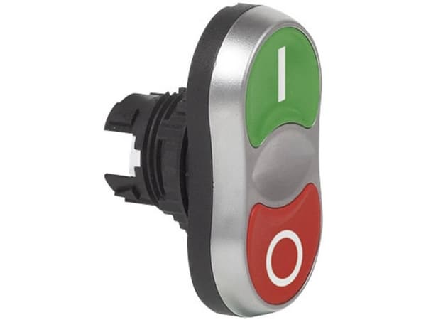 BACO L61QA21 Dubbel tryckknapp Frontring plast, förkromad Grön, röd 1 st