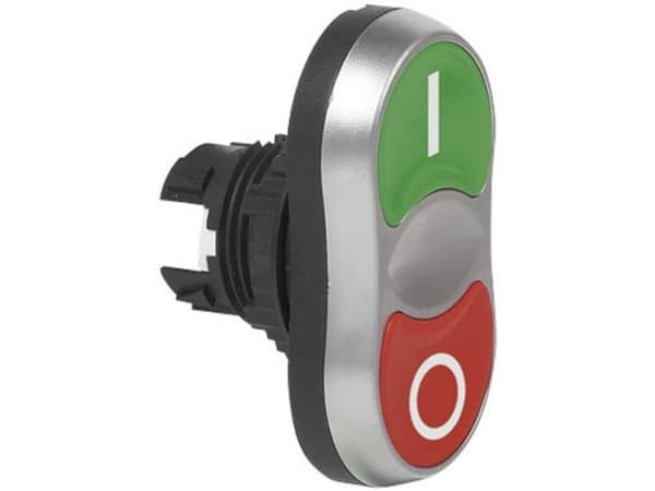 BACO L61QA21 Dubbel tryckknapp Frontring plast, förkromad Grön, röd 1 st