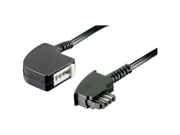 Basetech Telefon (analog) Förlängningskabel [1x TAE-F kontakt - 1x TAE-F koppling] 10,00 m Svart