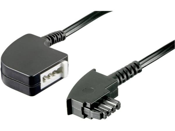 Basetech Telefon (analog) Förlängningskabel [1x TAE-F kontakt - 1x TAE-F koppling] 10,00 m Svart