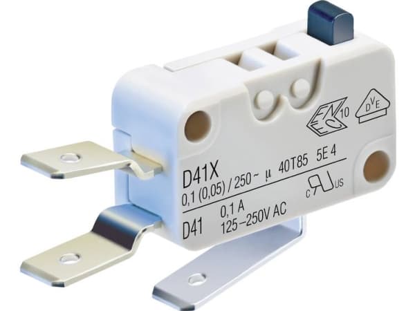 ZF Miniaturekontakt D4 250 V/AC D459-V3AA 1 omskifter Stiktilslutning 6,3 x 0,8 mm, Dog Leg