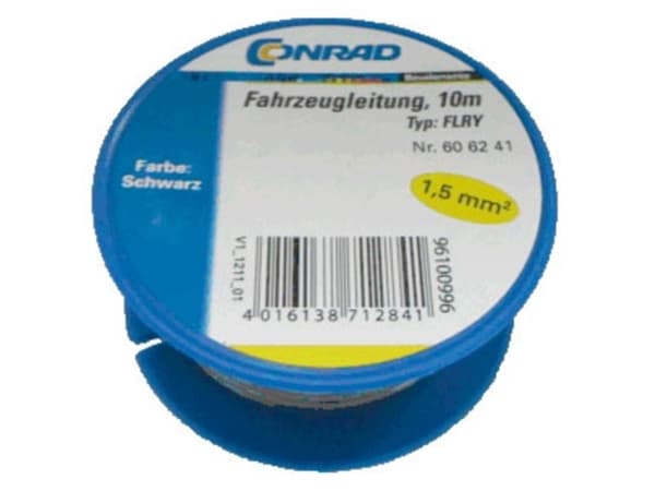 Conrad 606241, 1,5 mm ², Svart, -40 - 90 ° C, 18 A, 10 m