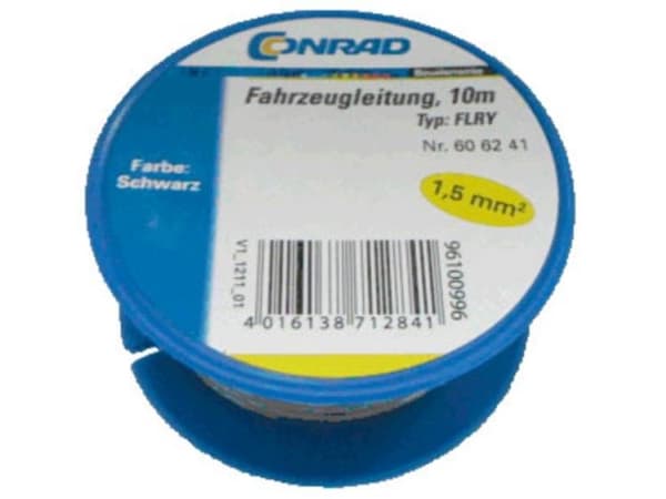 Conrad 606241, 1,5 mm ², Svart, -40 - 90 ° C, 18 A, 10 m