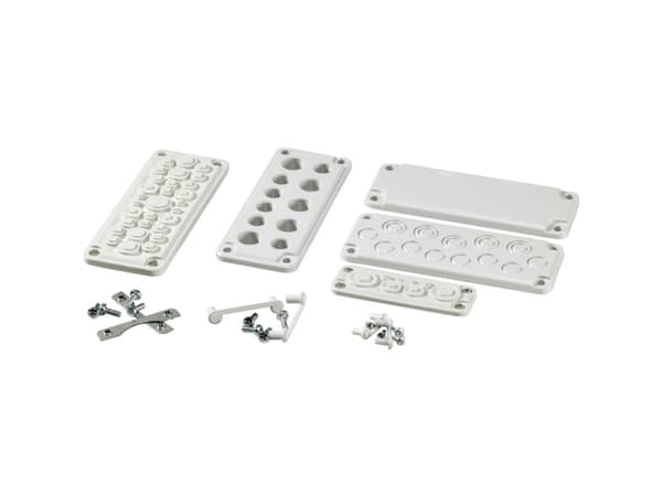 Fibox MB 10862 SET Kaapeliläpivientilevy kohokuvioinnilla Polykarbonaatti Harmaa valkoinen (RAL 7035) 1 kpl