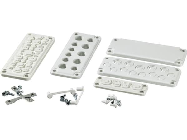 Fibox MB 10891 SET Kaapeliläpivientilevy kohokuvioinnilla Polykarbonaatti Harmaa valkoinen (RAL 7035) 1 kpl