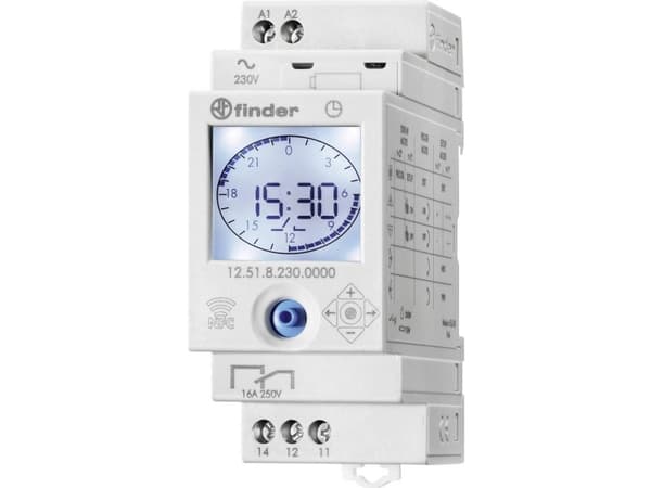 Finder 12.51.8.230.0000, Vit, 16 A, CE, 110 - 230 V, 50 - 60 hz, -20 - 50 ° C