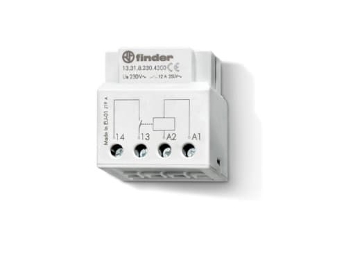 Finder 13.31.8.230.4300, Relä med multispänning, Vit, Metall, Plast, 1000 mW, 230 V