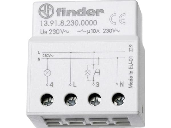 Finder 13.91.8.230.0000, Grå, 10 A, CE, 230 V