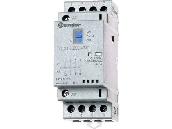 Finder 22.34.0.024.4340 Contactor 4 x gränskontakt 24 V/DC, 24 V/AC 25 A 1 st