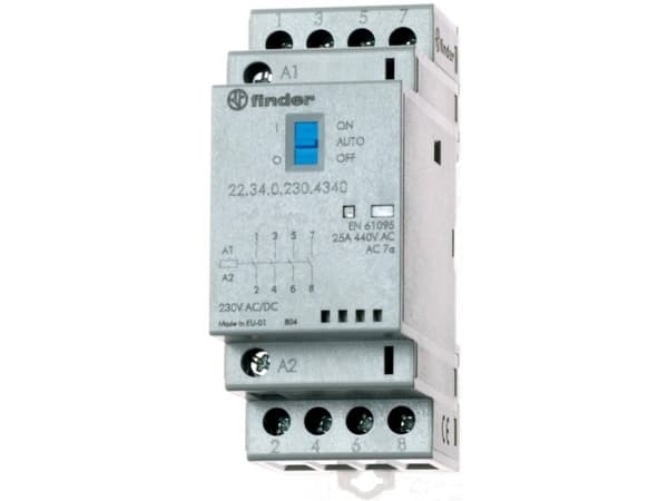 Finder 22.34.0.024.4340 Contactor 4 x gränskontakt 24 V/DC, 24 V/AC 25 A 1 st