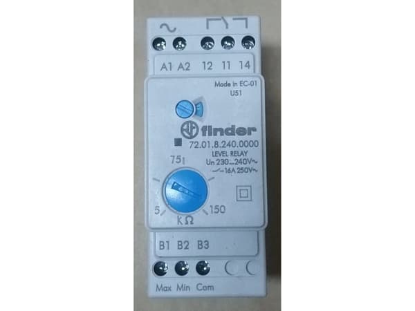 Nivåkontrollrelä för konduktiv vätska 1P 230V AC funktion FL, FS, ES, EL känslighetsjustering 72.01.8.240.0000