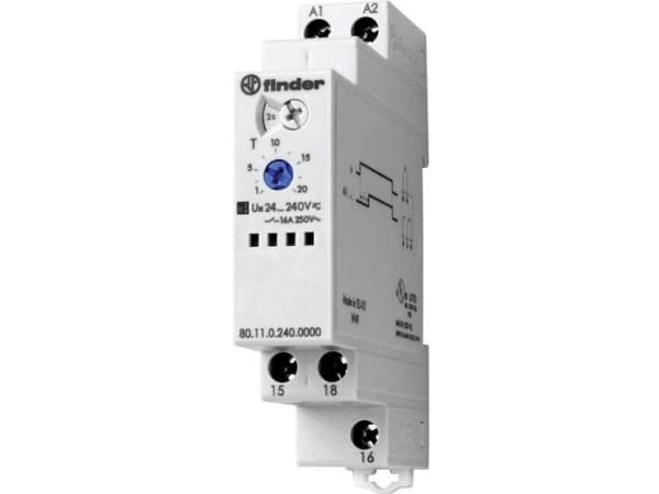 Finder 80.11.0.240.0000, Grå, 16 A, CE, 24 - 240 V, 50 - 60 hz, -10 - 50 ° C