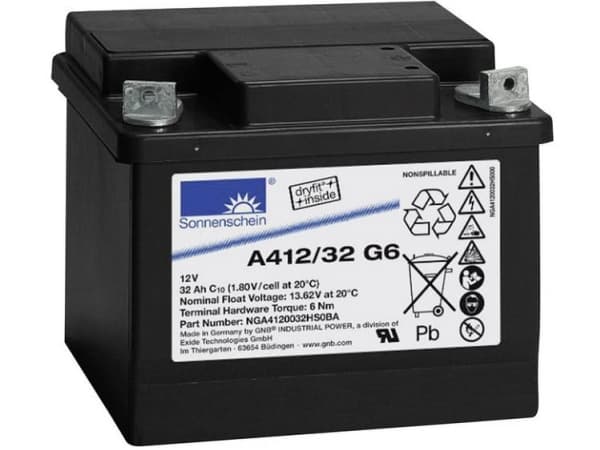GNB Sonnenschein A412/32 G6 NGA4120032HS0BA Lyijyakku 12 V 32 Ah Lyijygeeliakku (B x K x S) 210 x 175 x 175 mm M6 ruuviliitäntä Huoltovapaa