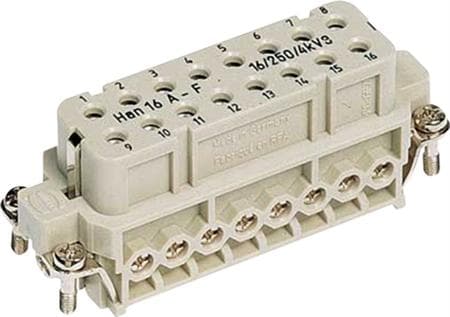 HARTING Stikindsats HAN A, størrelse 16 A, 16-pol, hunstik, skrueterminal maks 2,5mm²