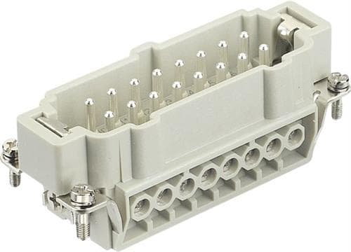 HARTING HAN E liitin, insertti tyyppi 16Kahvallinen liitinruuviliitin max 2,5mm2, 16A16napainen