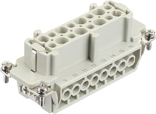 HARTING HAN E liitin, insertti tyyppi 16Bhunstikruuviliitin max 2,5mm2, 16A16napainen