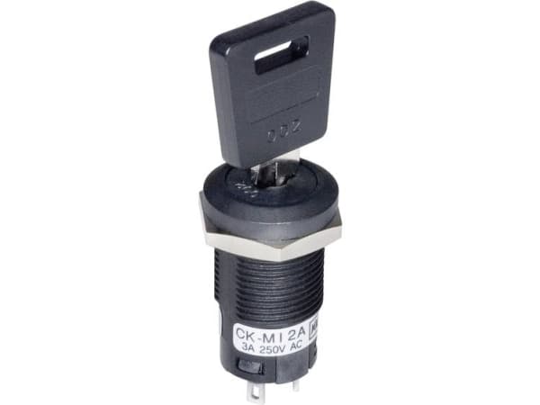 NKK-kytkimet CKM12BFW01 Avainkytkin 250 V/AC 3 A 1 x On/On 1 x 90 ° 1 kpl