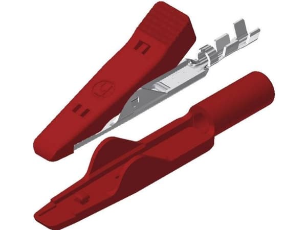 SKS Hirschmann MA 1 Pienikokoinen krokotiilileuka Punainen Kiristysalue max: 4 mm Pituus: 41,5 mm 1 kpl