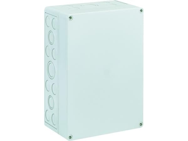 Montagekasse TK PS, polystyrol, HxBxD 254 x 180 x 111 mm, RAL7035 med grå låg, IP66, tom, halogenfri, med udslagsblanketter