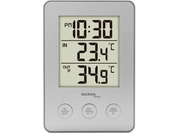 Technoline WS 9175, Sølv, Inne Termometer, Utendørs Barometer, Termometer, F, °C, 30 m, 433 MHz