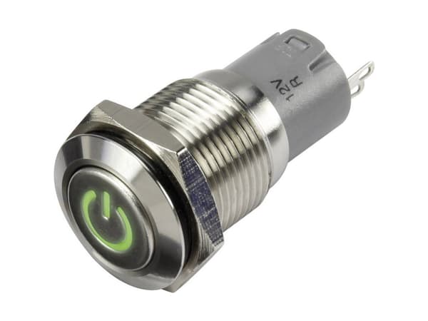 TRU COMPONENTS 1303017 LAS2GQF-11ZDT/G/12V/S/P Painekytkin 48 V/DC 2 A 1 x On/On Klikkaava vihreä IP65 1 kpl