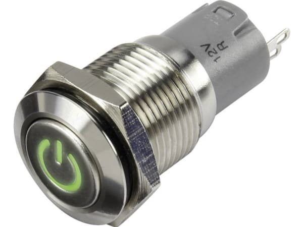 TRU COMPONENTS 1303017 LAS2GQF-11ZDT/G/12V/S/P Painekytkin 48 V/DC 2 A 1 x On/On Klikkaava vihreä IP65 1 kpl
