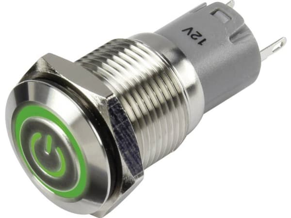 TRU COMPONENTS 1303021 LAS2GQF-11ET/G/12V/S/P Painike 48 V/DC 2 A 1 x On/(On) Painike Vihreä IP65 1 kpl
