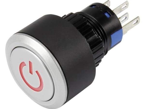 TRU COMPONENTS 1303029 LAS1-AWY-11T/R/12V/P Trykknap 250 V/AC 3 A 1 x Off/(On) Tastende Rød IP65 1 stk
