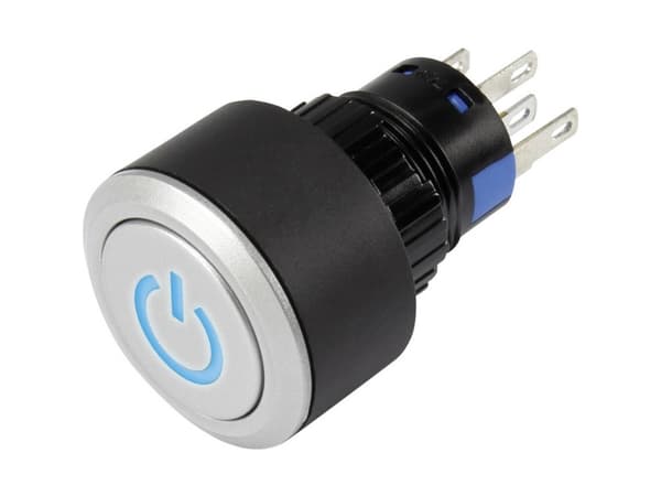 TRU COMPONENTS 1303031 LAS1-AWY-11T/B/12V/P Trykknap 250 V/AC 3 A 1 x Off/(On) Tastende Blå IP65 1 stk