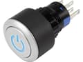 Pikkukuva 1 / 3: TRU COMPONENTS 1303031 LAS1-AWY-11T/B/12V/P Trykknap 250 V/AC 3 A 1 x Off/(On) Tastende Blå IP65 1 stk