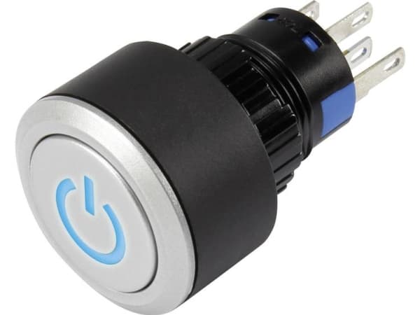 TRU COMPONENTS 1303031 LAS1-AWY-11T/B/12V/P Trykknap 250 V/AC 3 A 1 x Off/(On) Tastende Blå IP65 1 stk