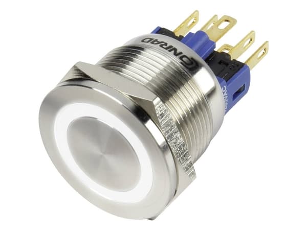 TRU COMPONENTS 1303050 GQ22S-11E/W/12V Ilkivallankestävä painonappi 250 V/AC 3 A 1 x Off/(On) Painonappi valkoinen IP65 1 kpl 1 kpl