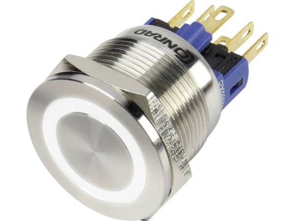 TRU COMPONENTS 1303050 GQ22S-11E/W/12V Ilkivallankestävä painonappi 250 V/AC 3 A 1 x Off/(On) Painonappi valkoinen IP65 1 kpl 1 kpl