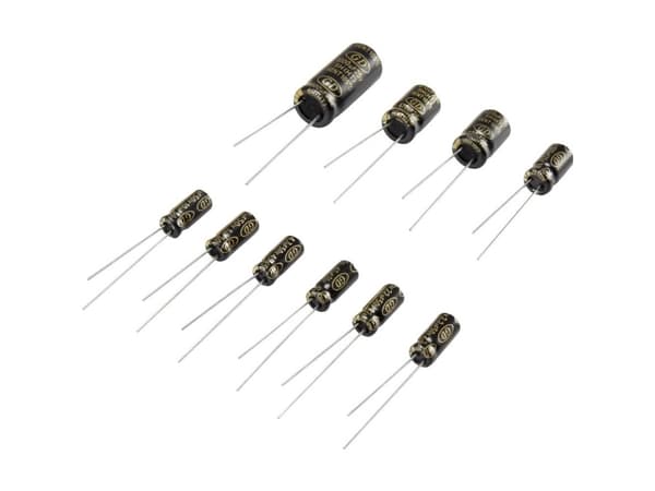 TRU COMPONENTS 98001c366 Elektrolyyttikondensaattorivalikoima säteittäisellä johdolla 25 V, 50 V 120 kpl