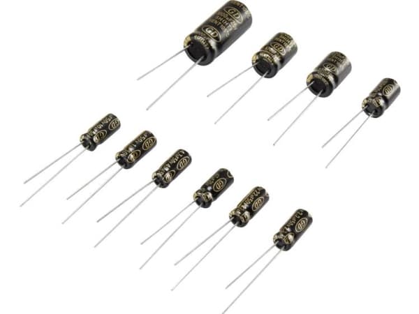 TRU COMPONENTS 98001c366 Elektrolyyttikondensaattorivalikoima säteittäisellä johdolla 25 V, 50 V 120 kpl