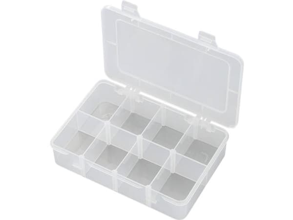 TRU COMPONENTS EKB-210 Valikoimalaatikko (L x S x K) 181 x 117 x 39 mm Lokeroiden lukumäärä: 8 Vaihteleva alajako 1 kpl