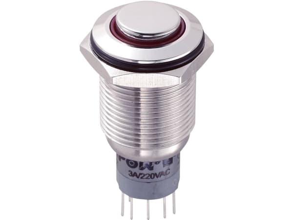 TRU COMPONENTS LAS2GQH-22E/R/12V/S/P Kiinteä painike 250 V/AC 3 A 2 x On/(On) IP65 Kosketus 1 kpl