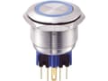 Miniatyrbild 1 av 3: TRU COMPONENTS GQ25-11E/B/12V Hårddragna tryckknappar 250 V/AC 5 A 1 x On/(On) Touching Blå IP65 1 st