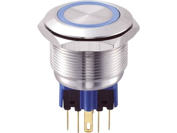 TRU COMPONENTS GQ25-11E/B/12V Hårddragna tryckknappar 250 V/AC 5 A 1 x On/(On) Touching Blå IP65 1 st