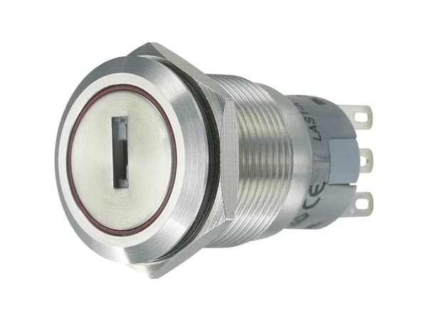 TRU COMPONENTS LAS1-AGQ-22Y/31 Resistent nyckelbrytare 250 V/AC 5 A 2 x On/Off/On 2 x 45° IP40 1 st