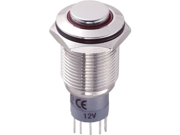 TRU COMPONENTS 701847 LAS2GQH-11ZE/R/12V/N/P Ilkivallankestävä painonappikytkin 250 V/AC 3 A 1 x On/On Klikkaava punainen 1 kpl