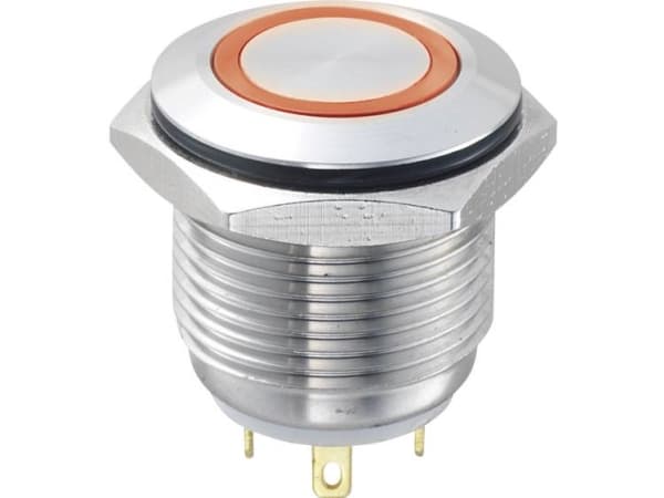 TRU COMPONENTS GQ16F-10E/J/R/12V Hårddragna tryckknappar 48 V/DC 2 A 1 x Av/(På) Rörande Röd IP65 1 st