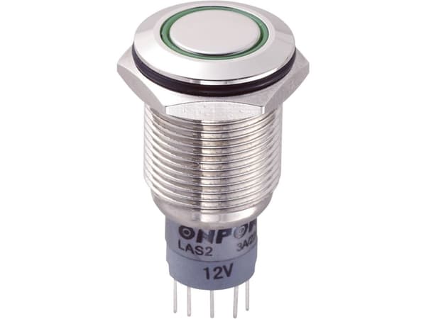 TRU COMPONENTS LAS2GQF-11E/G/12V/N/P Kiintopainike 250 V/AC 3 A 1 x On/(On) IP67 Kosketus 1 kpl
