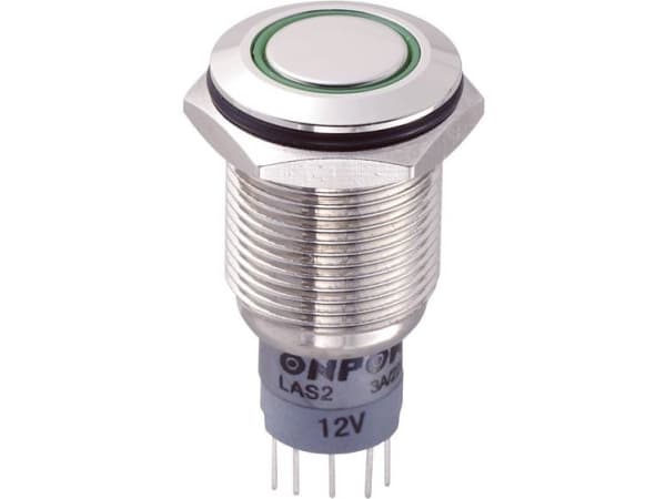 TRU COMPONENTS LAS2GQF-11E/G/12V/N/P Kiintopainike 250 V/AC 3 A 1 x On/(On) IP67 Kosketus 1 kpl